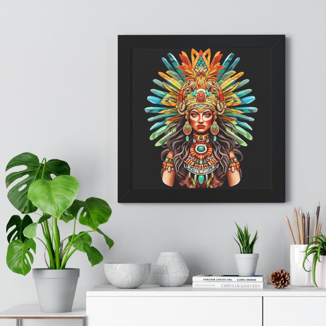 Aztec Queen Warrior Framed Poster Dark - Aztec Empire Queen - Azteca ...