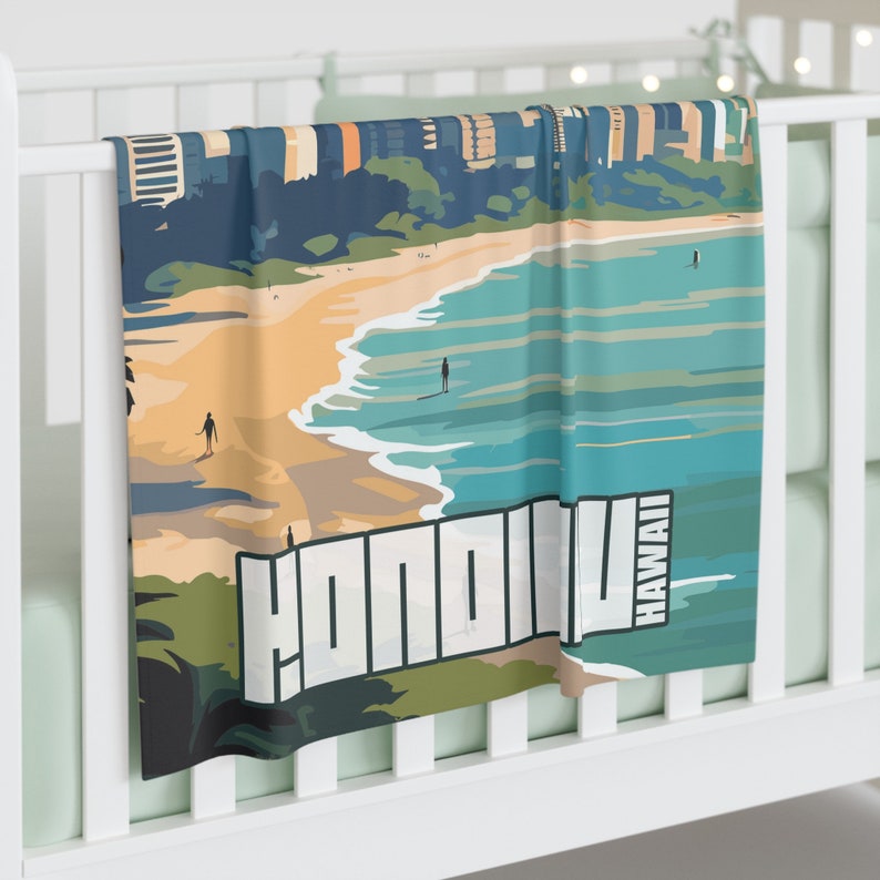 Honolulu Hawaii Beach Cityscape USA Baby Swaddle Blanket Wrap Dark Etsy