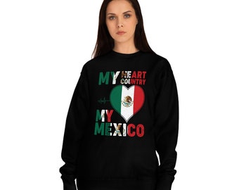 My heart mexico crew neck sweatshirt for women dark - mexico pride - proud mexican - mexicana orgullo - mexico flag - mexican xmas gift