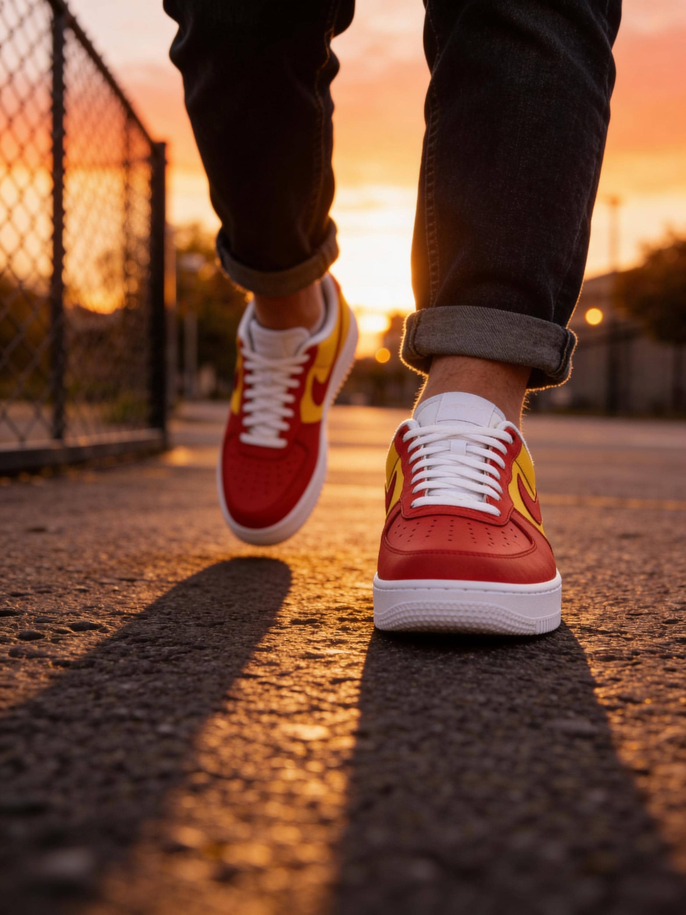 Custom Air Force 1s Red and Yellow – Bold Two Tone AF1 Custom Shoes ...