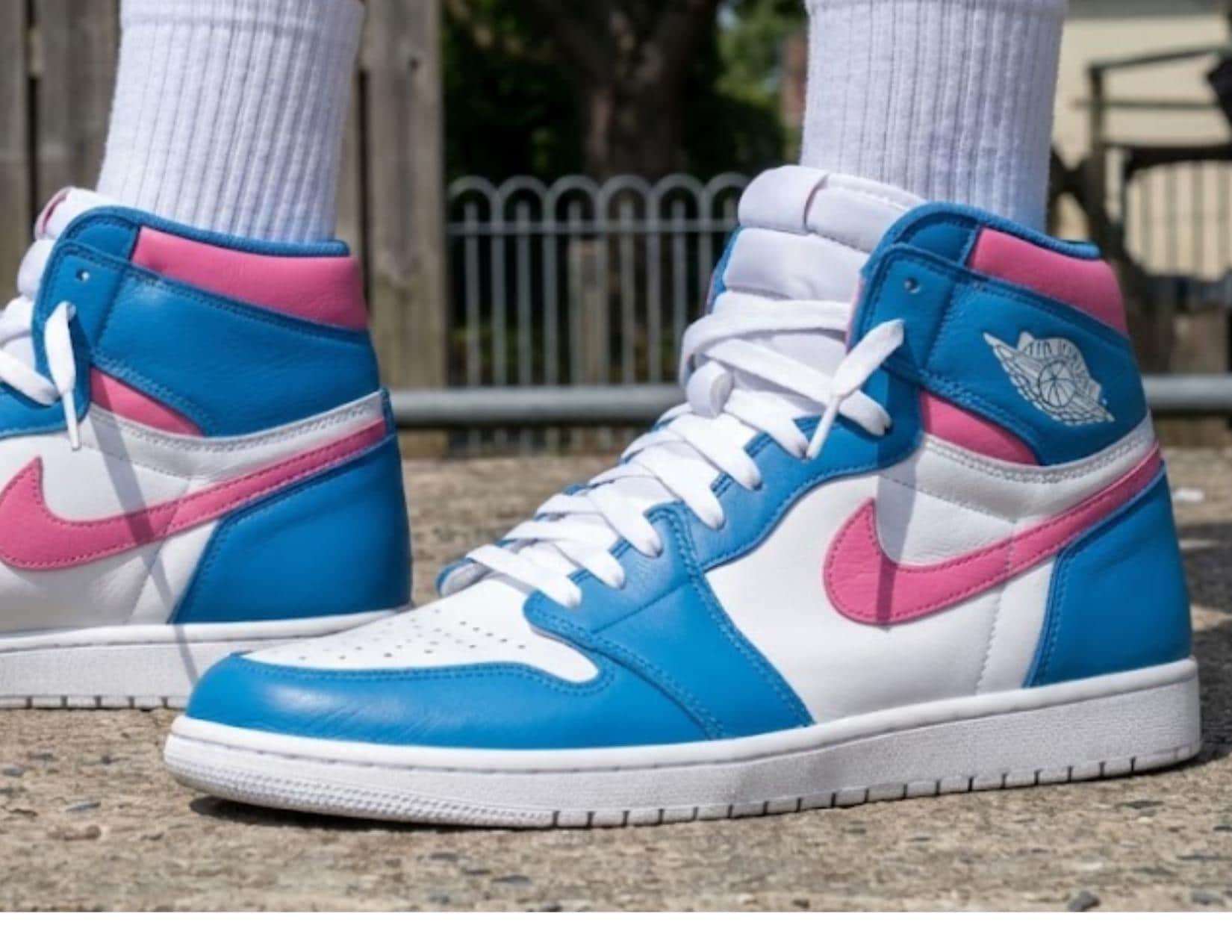 pink blue black jordan 1