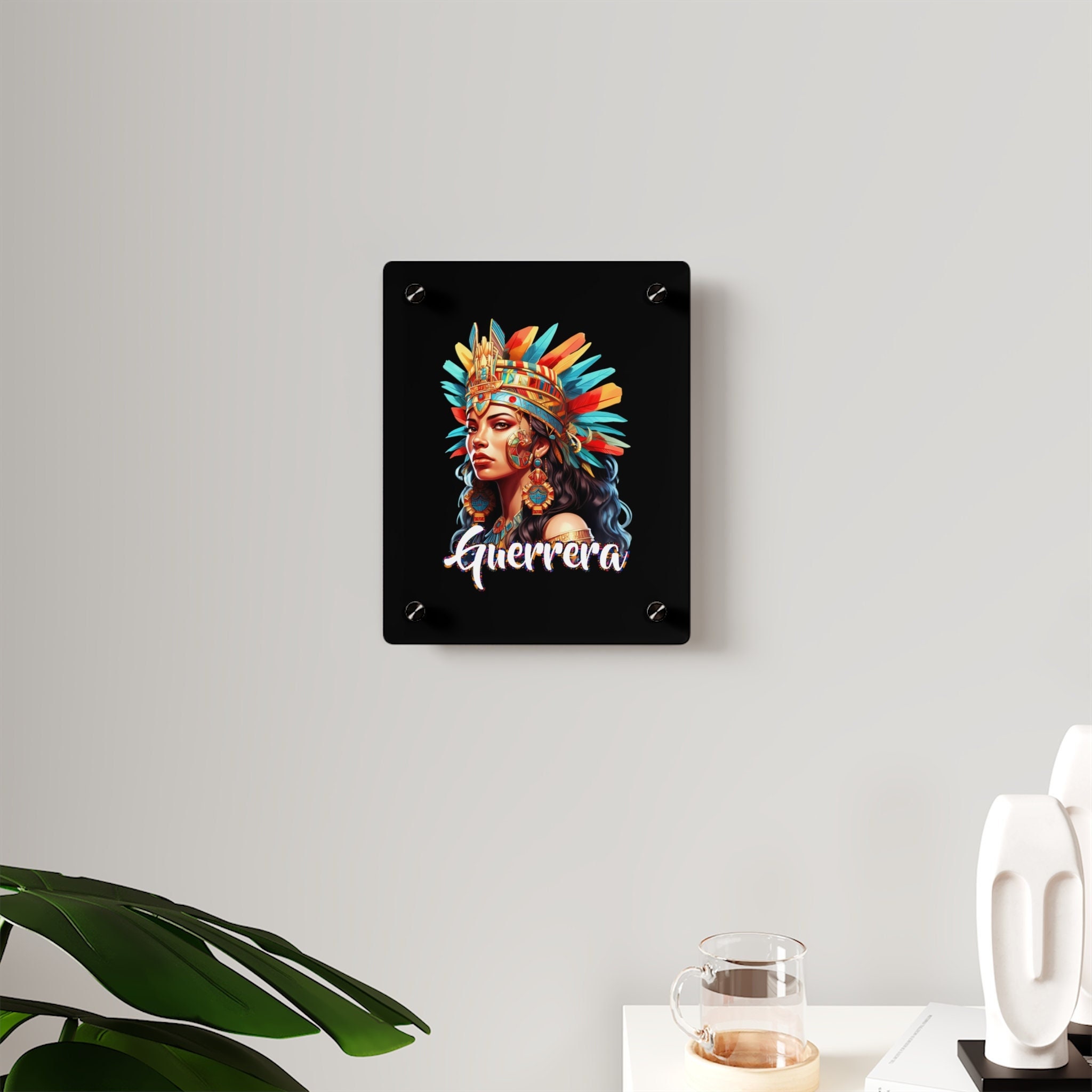 Aztec Warrior Acrylic Wall Art Panels Dark Aztec Queen Warrior Aztec