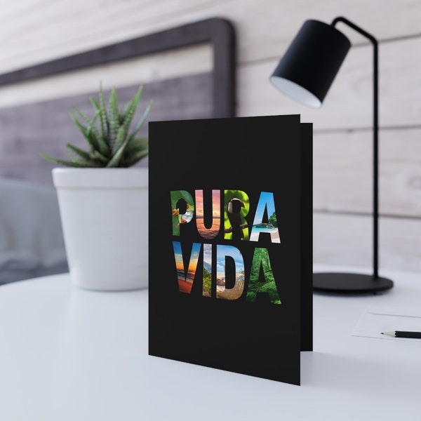 Pura vida greetings cards (matte paper) dark - Costa Rican vibes - Costa Rica Gift Souvenir Vacation - Tico Xmas Gift - Pure Life