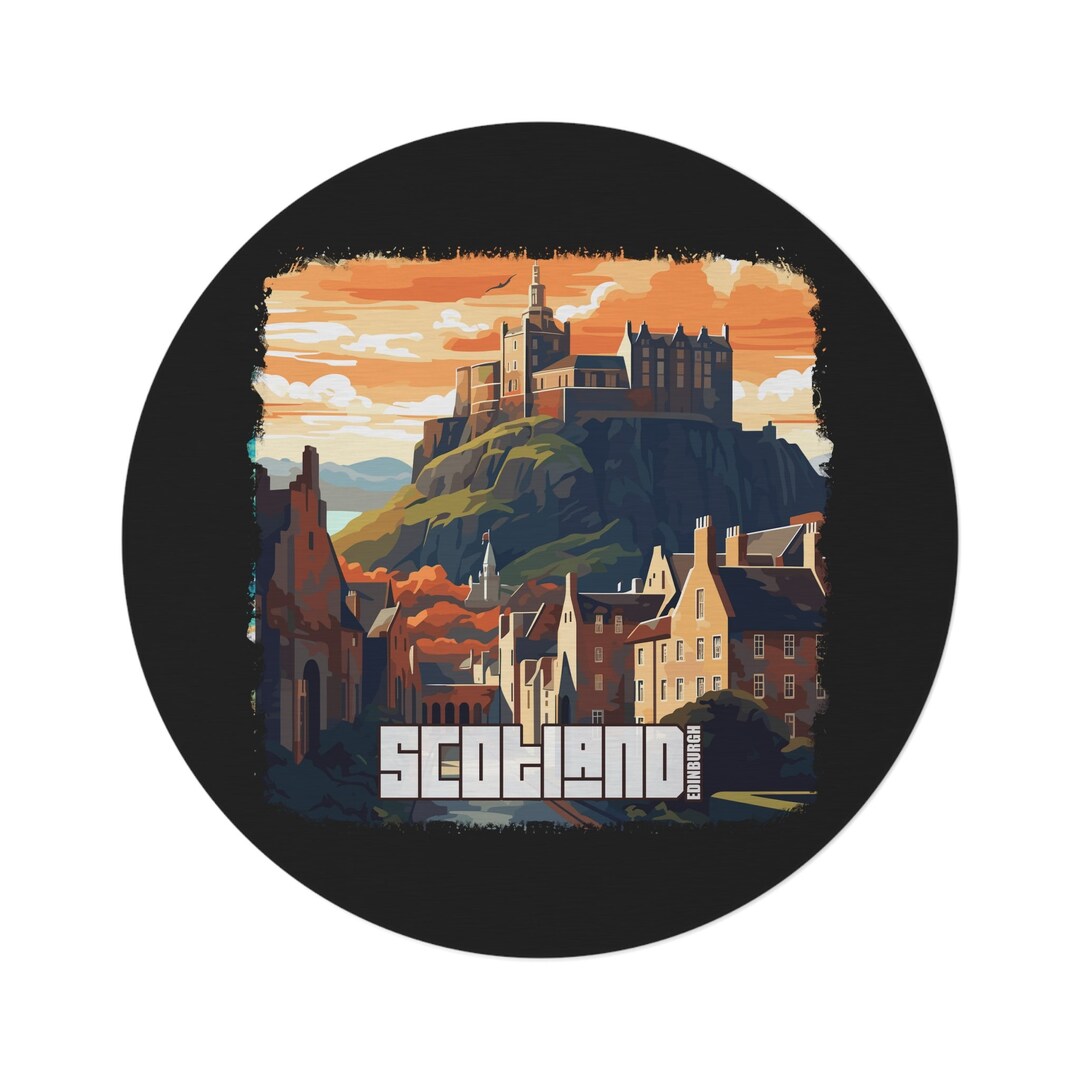 Edinburgh Castle Scotland Round Rug for Floor Dark Edinburgh Etsy