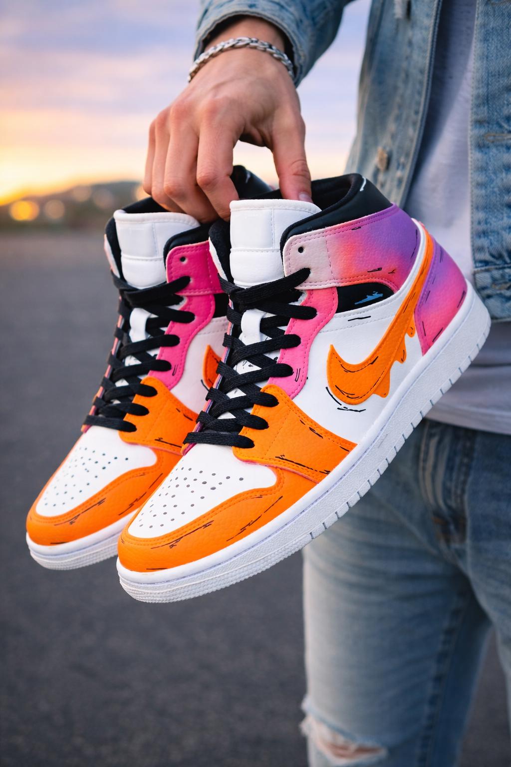 Custom Air Force 1 Sneakers – Sunset Gradient Orange Pink Purple AF1 ...