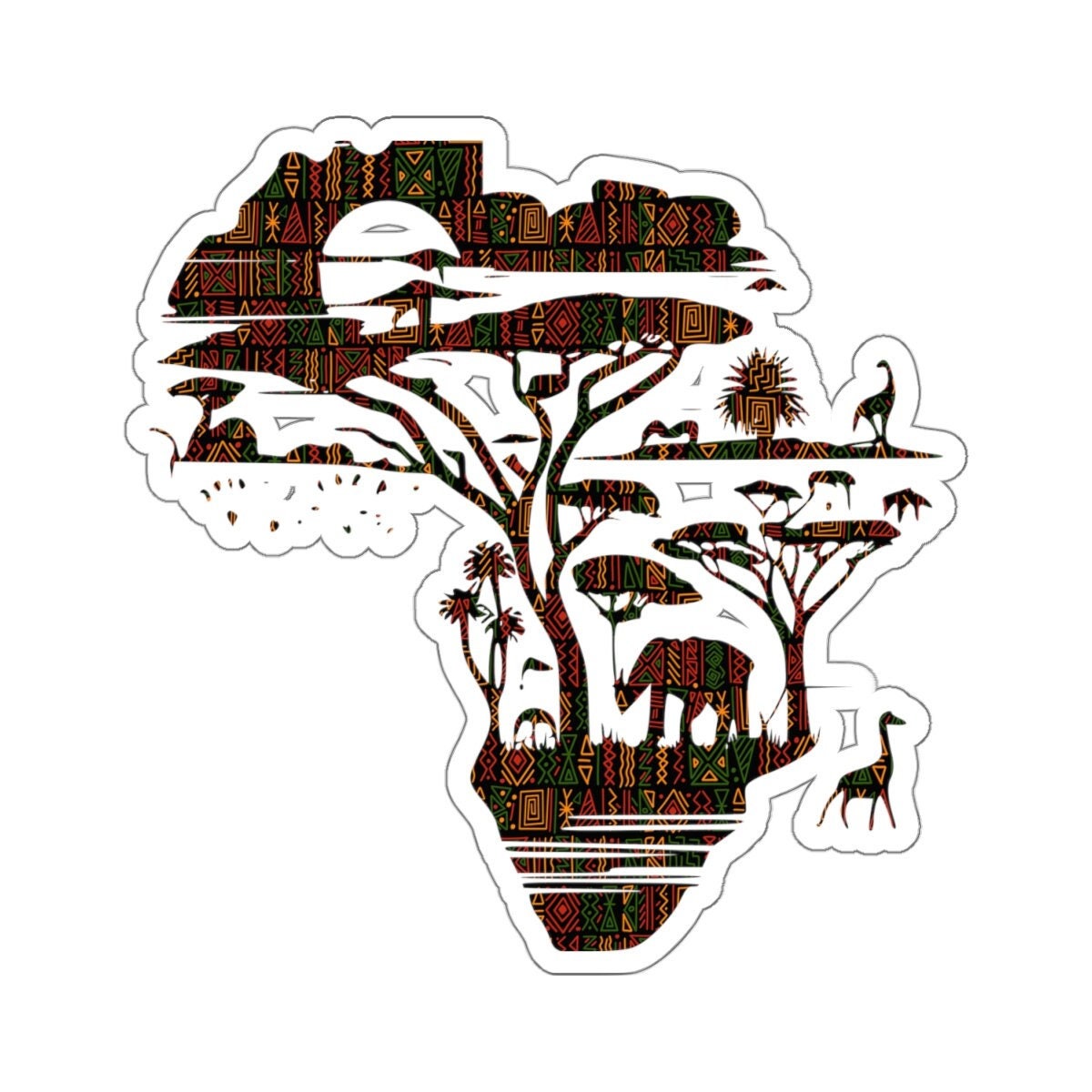 Africa Map Stickers ( Kiss-cut ) Light - African Sahara Style - Africa ...