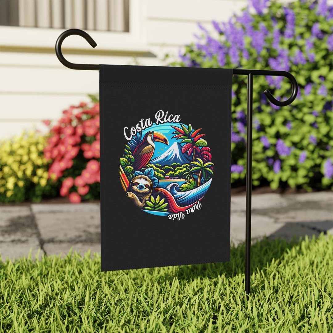 Costa Rica Pura Vida Printed Flags | House Garden Banners Dark