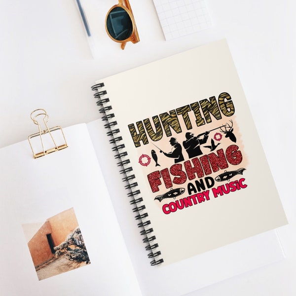 Hunting fishing country music spiral notebook light - Hunting Decor - Fishing Art - Country Music Living