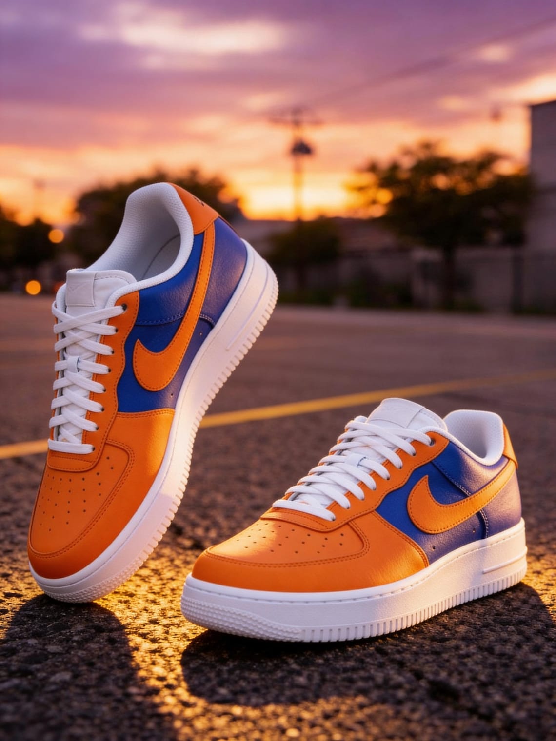 Custom Orange and Blue Air Force 1 Low Sneakers – Bold Two Tone AF1 ...