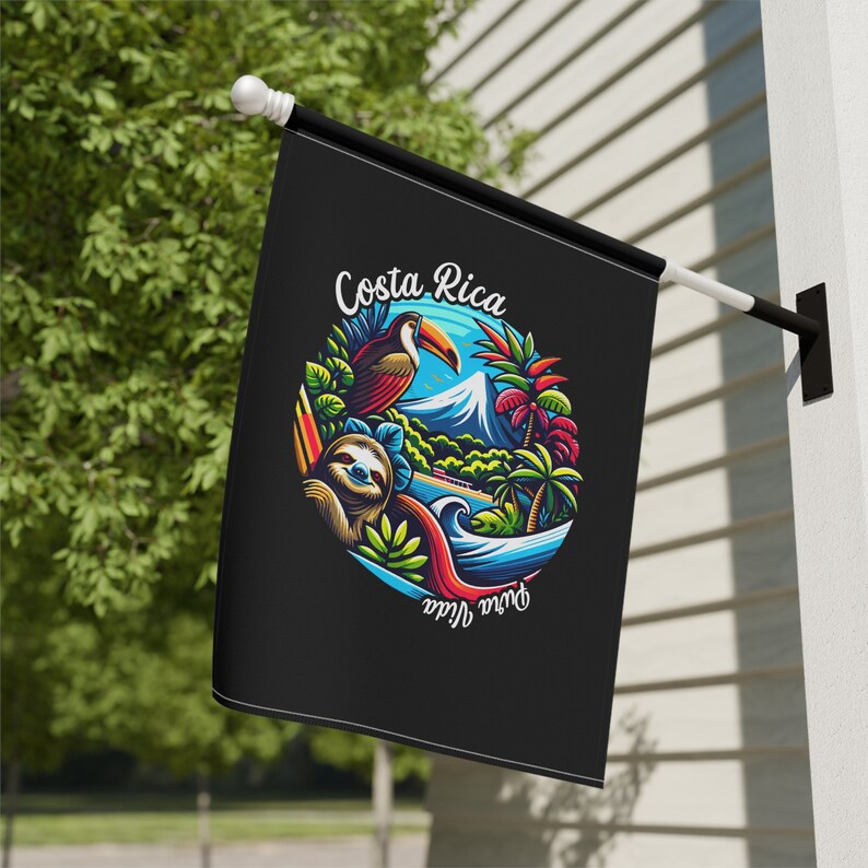 Costa Rica Pura Vida Printed Flags House Garden Banners Dark - Etsy