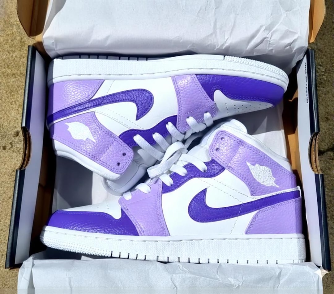 Custom Jordan 1 Purple & White | Lavender Violet High-top Shoes