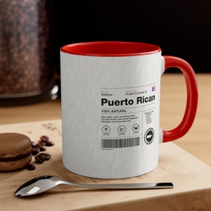 Puerto rican package  coffee mug ( coloured inside ) light- Puerto Rico - Boricua - PR  - Puertorriqueño  - Boriquen Xmas Gift