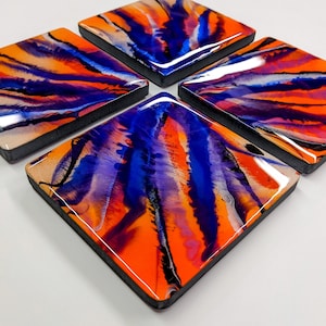 Orange and Indigo Coasters (set of 4)