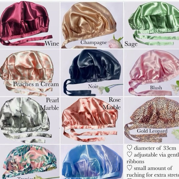 Mulberry Silk Sleep Bonnet with Ties | 100% Pure Mulberry Silk Hair Bonnet | Cover | Pure Silk Adjustable Bonnet | Silk Sleep Cap