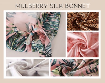 Mulberry Silk Sleep Bonnet for Sleep  | 100% Pure Mulberry Silk Hair Bonnet with Ties | Silk Bonnet Tie | Adjustable Bonnet | Cap