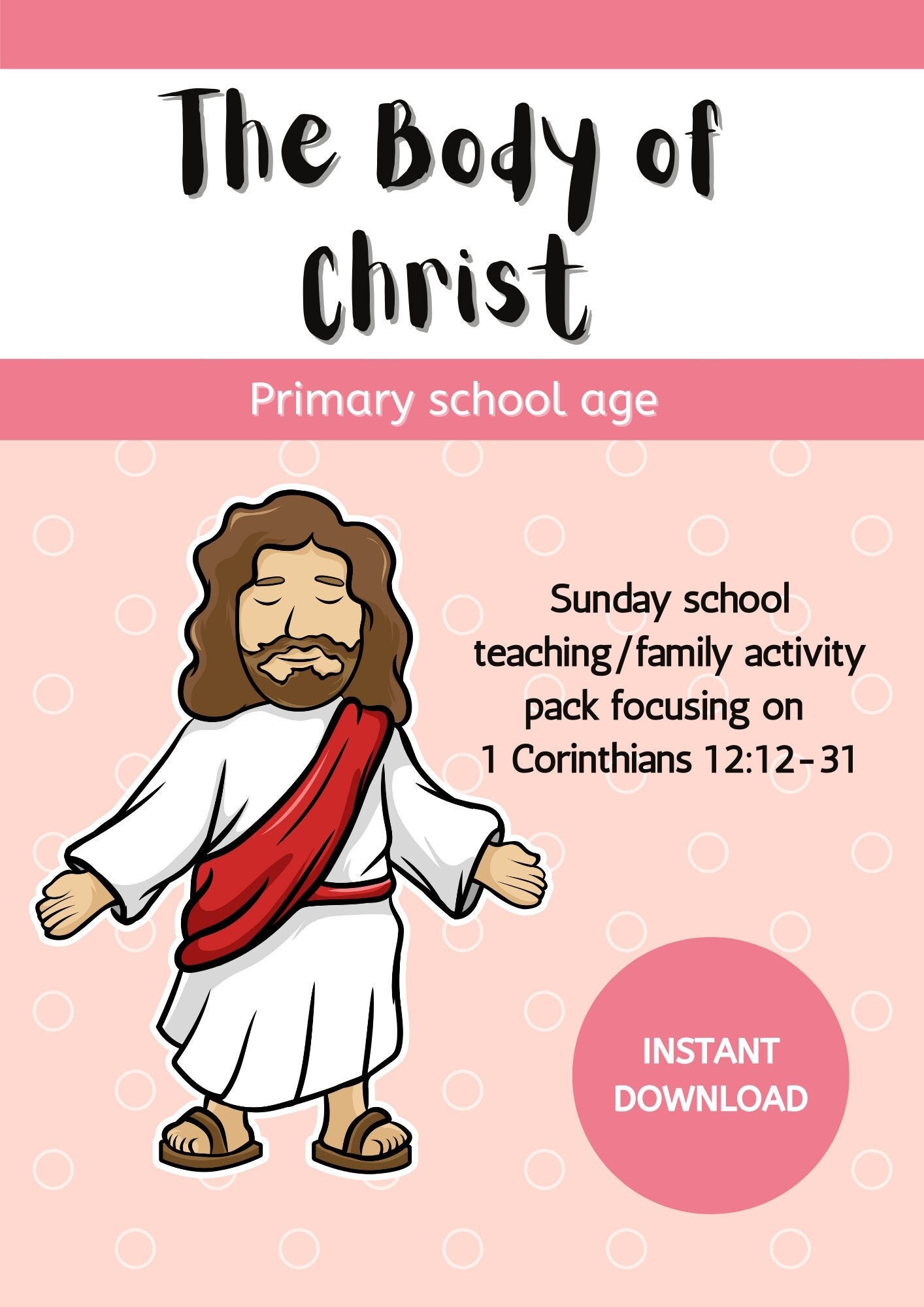 The body of Christ 1 Corinthians 12, Sunday school lesson, bible, Christian Primary school home school church printable lesson activity pack