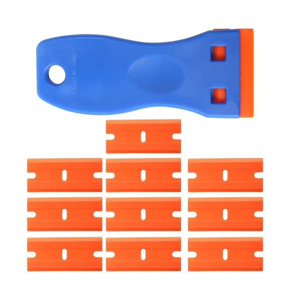 Plastic Scraper Razor Blade with 10 Extra Plastic Razors