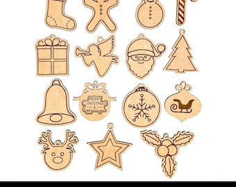 Christmas Ornaments Pack 1 - Laser Engrave & Cut Files - SVG+EPS+Ai - Glowforge Ready Files - Téléchargement instantané - Ornements