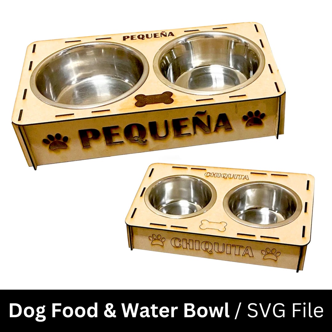 Dog Food & Water Bowl Holder Laser Engrave and Cut Files Svgepsai