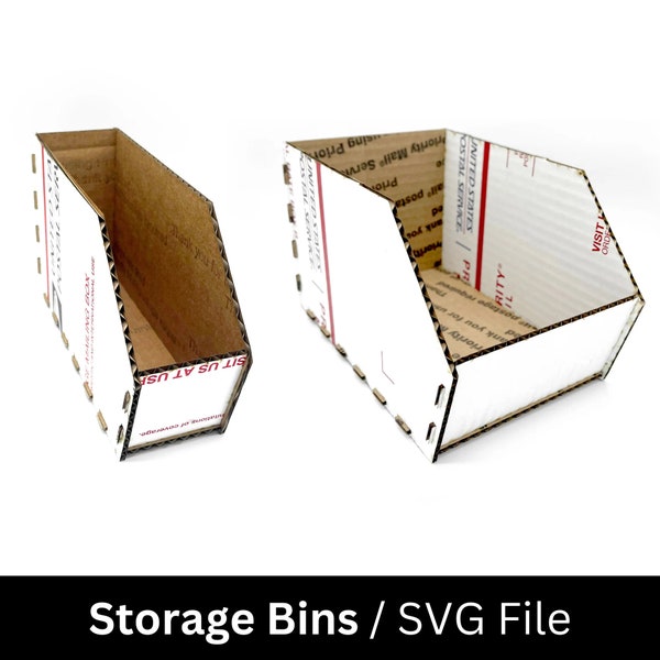 Cardboard Storage Bins - Small and Medium  - Laser Cut Files - SVG+EPS+Ai - Glowforge Ready Files - Instant Download