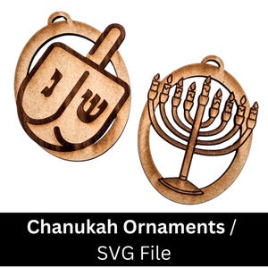 Hanukkah Ornamente - Laser Gravur & Cut Dateien - SVG - Glowforge Bereit Dateien - Sofortiger Download - Menorah Dreidel Ornamente