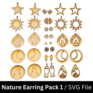 Nature Camping Outdoor Earring SVG Pack - Laser Cut and Scoring Files - SVG+EPS+Ai - Glowforge Ready Files - Instant Download