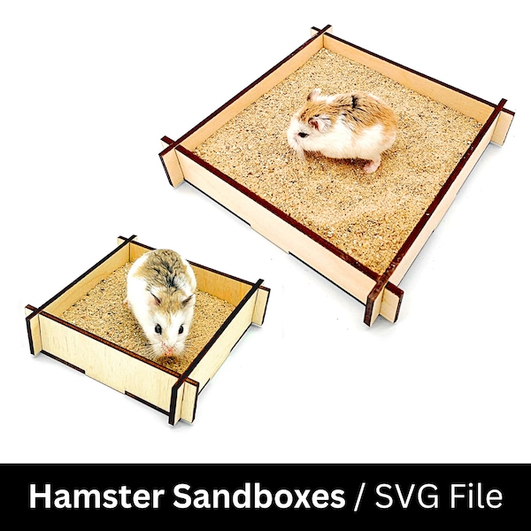 Wood Sandbox for Dwarf Hamsters - Mice - Other small animals - Laser Cut Files - SVG+EPS+Ai - 2 Glowforge Ready Files - Instant Download