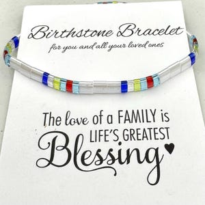 Birthstone Miyuki Tila bracelet Set tile stackable minimal Mother's Day, Grandma Gift, grandkids, pets Christmas personalized