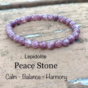 Lepidolite Stretch Bracelet 4mm 6mm - stability - anxiety - Gemstone Beaded - Crystal Healing Bracelet thin stackable