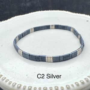 Miyuki Tila bracelet anklet boho Japanese glass tile stackable minimalist image 6