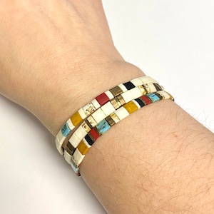 Miyuki Tila bracelet boho Japanese glass tile stackable minimal
