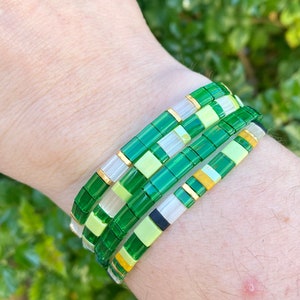 Miyuki Tila Lucky bracelet boho Japanese glass tile stackable minimal