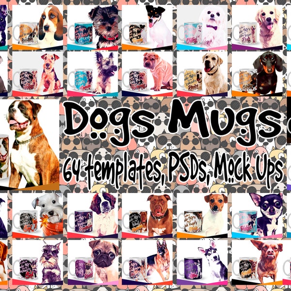 DOGS Mugs Templates PSD JPEG Mock Ups