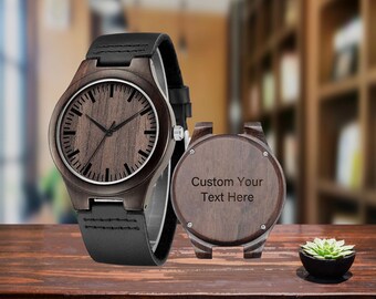 Personalized Engraved Watch Gift for Men, Engraved Wooden Watch, Anniversary Gifts for Boyfriend Husband, Birthday Gifts for Dad, Xmas Gift