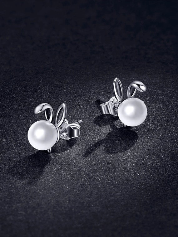 Cute Easter Bunny Pearl Earrings Australia