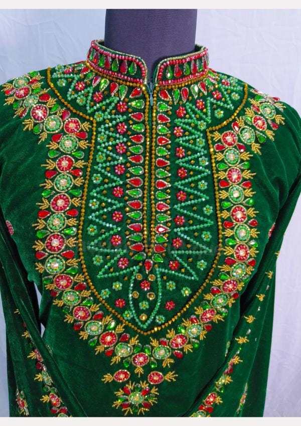 Arabic Dark Back Multi Printed Velvet kaftan