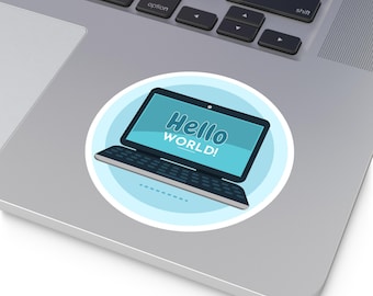 Programming laptop decal coding hello world sticker gift