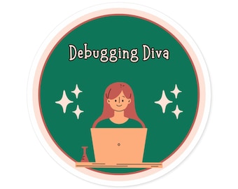 Women in Tech Debugging Diva laptop decal coding tumbler stickers, coder stickers