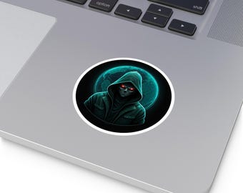 Op de afbeelding: Een digitale illustratie van een gekapte figuur met gloeiende rode ogen die voor een blauwe en groene planeet staat. De figuur draagt ​​een donker gekapte jas en heeft een schedelvormig gezicht.
