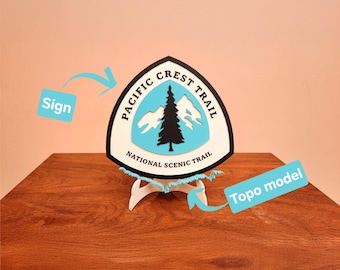 Pacific Crest Trail Sign - Topographic Hiking Route, Personalized Gift
