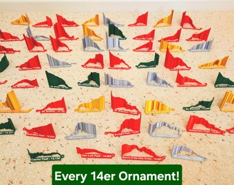 Every Colorado 14er Route Sculpture - Christmas Ornament - Personalization