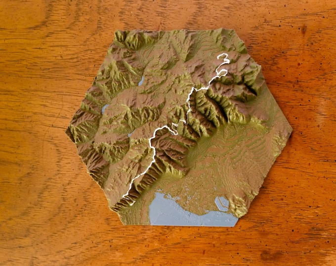 Custom Topo Trail Sculptures - Topographic style for Mountain Biking, Hiking, Backpacking, auto racing, 4x4