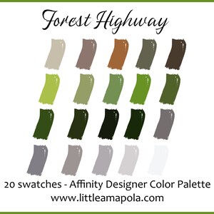 Affinity Designer Color Palette | Forest Highway | Handpicked Color Swatches