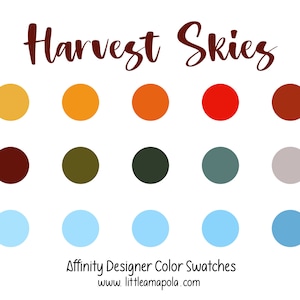 Harvest Skies Color Palette | Affinity Designer Swatches | Handpicked Autumn Colors