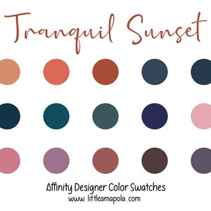 Tranquil Sunset Color Palette | Affinity Designer Swatches | Handpicked Muted Colors