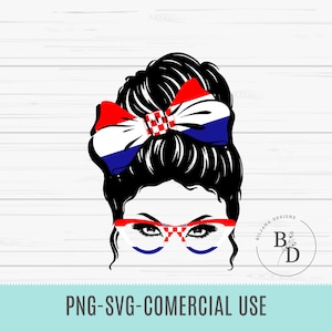 Croatian Messy Bun Girl | Croatian mama | Hrvatska clipart | Croatia png digital file | svg