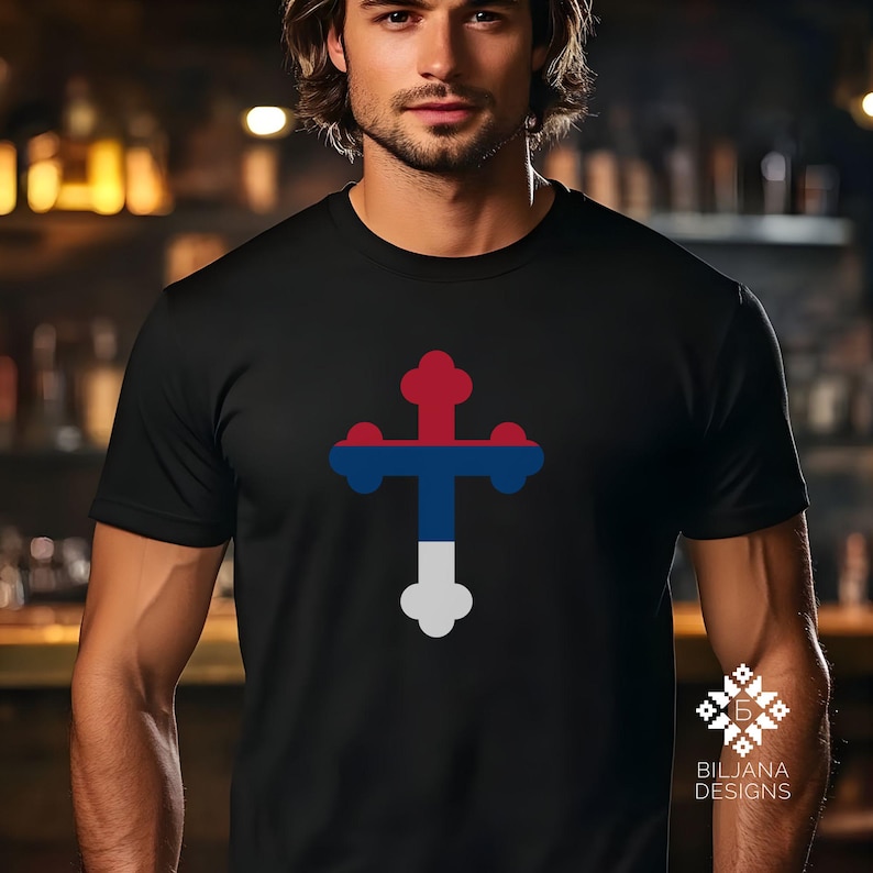 Celebrate your Serbian heritage with this bold and modern t-shirt featuring the iconic Serbian Orthodox cross ✝️, designed in the colors of the Serbian flag 🇷🇸 – red, blue, and white. This minimalist yet meaningful design is a powerful expression of national pride, faith, and identity.