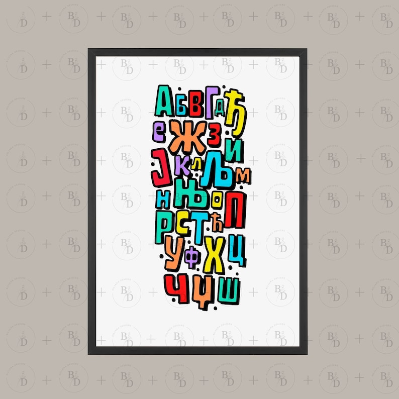 Serbian Cyrillic Alphabet Poster Set: Educational Wall Art (digital ...