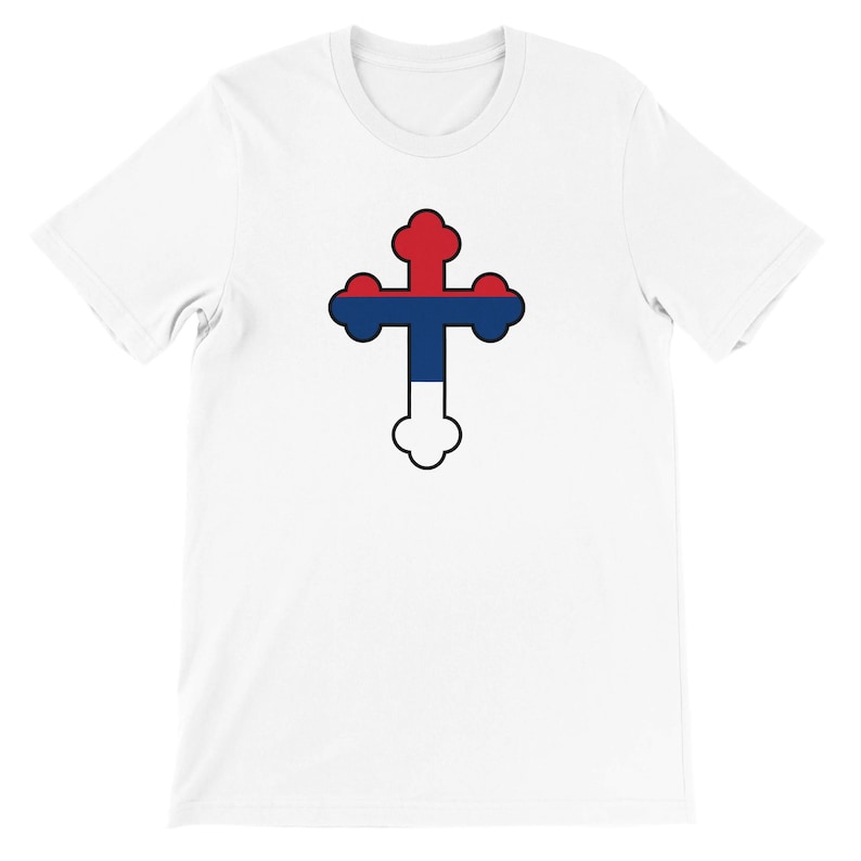 Celebrate your Serbian heritage with this bold and modern t-shirt featuring the iconic Serbian Orthodox cross ✝️, designed in the colors of the Serbian flag 🇷🇸 – red, blue, and white. This minimalist yet meaningful design is a powerful expression of national pride, faith, and identity.