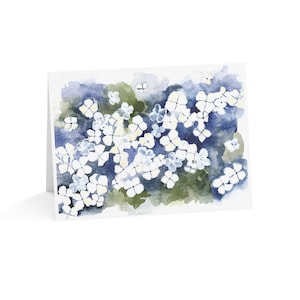 Witte hortensia kaart bloem aquarel wenskaart handgeschilderde kaart bloem hortensia schilderij
